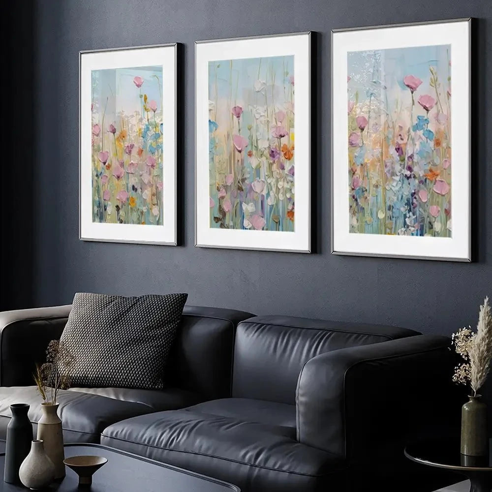Peaceful Wildflowers Framed Art Print Trio Peaceful Wildflowers Framed Art Print Trio wall art product Gina Kelly - Independent