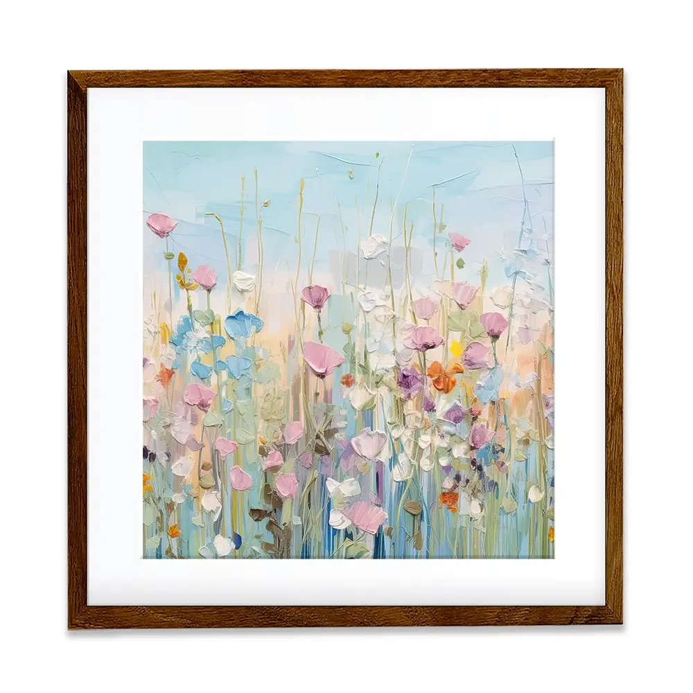 Peaceful Wildflowers Square Framed Art Print Peaceful Wildflowers Square Framed Art Print wall art product Gina Kelly - Independent