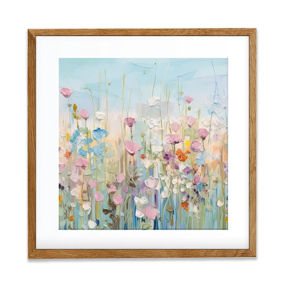 Peaceful Wildflowers Square Framed Art Print Peaceful Wildflowers Square Framed Art Print wall art product Gina Kelly - Independent