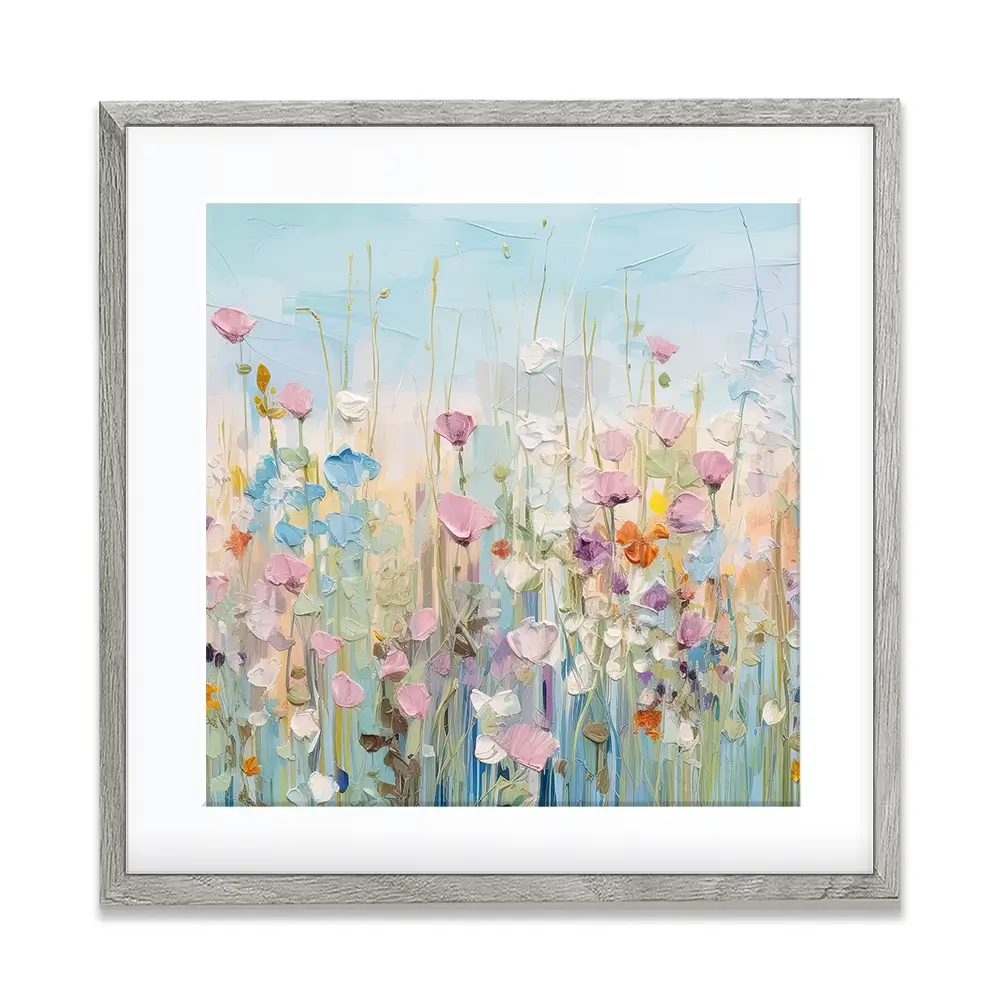 Peaceful Wildflowers Square Framed Art Print Peaceful Wildflowers Square Framed Art Print wall art product Gina Kelly - Independent