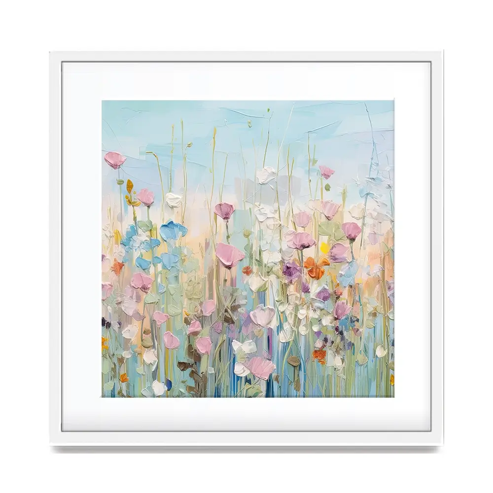 Peaceful Wildflowers Square Framed Art Print Peaceful Wildflowers Square Framed Art Print wall art product Gina Kelly - Independent