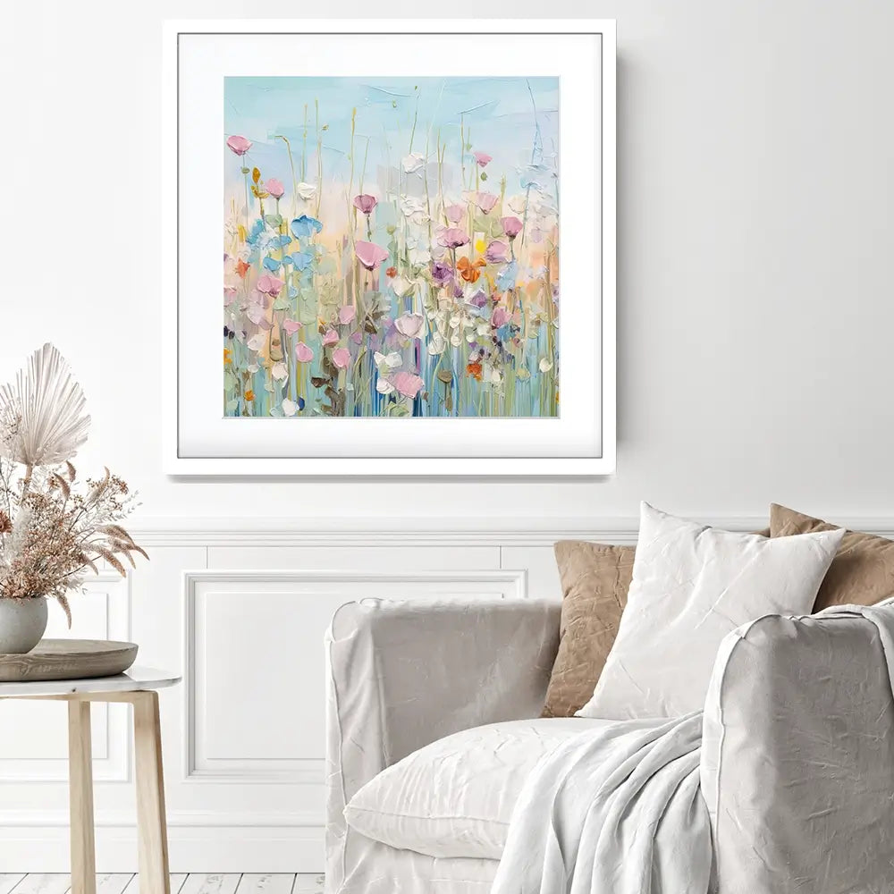 Peaceful Wildflowers Square Framed Art Print Peaceful Wildflowers Square Framed Art Print wall art product Gina Kelly - Independent