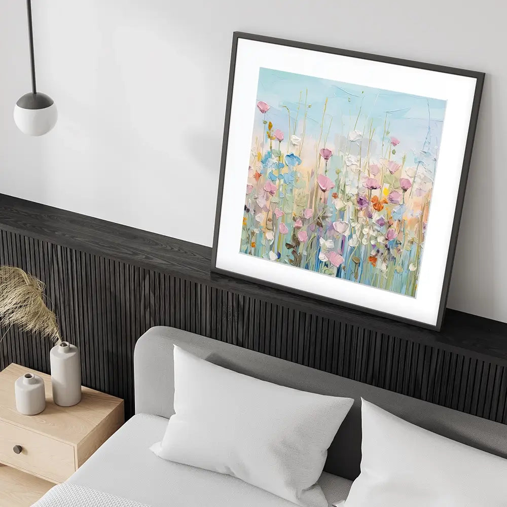 Peaceful Wildflowers Square Framed Art Print Peaceful Wildflowers Square Framed Art Print wall art product Gina Kelly - Independent