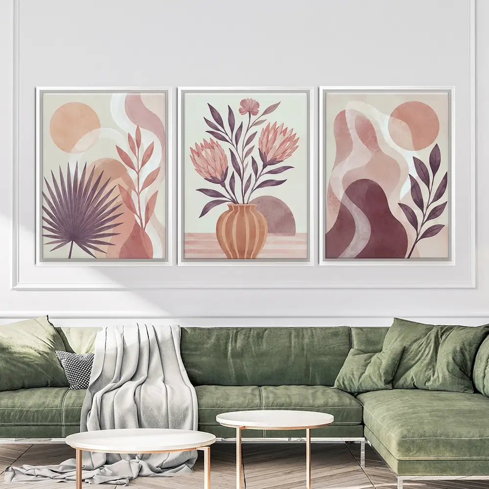 Peach Panels Trio Canvas Print Peach Panels Trio Canvas Print wall art product David Alexander Elder