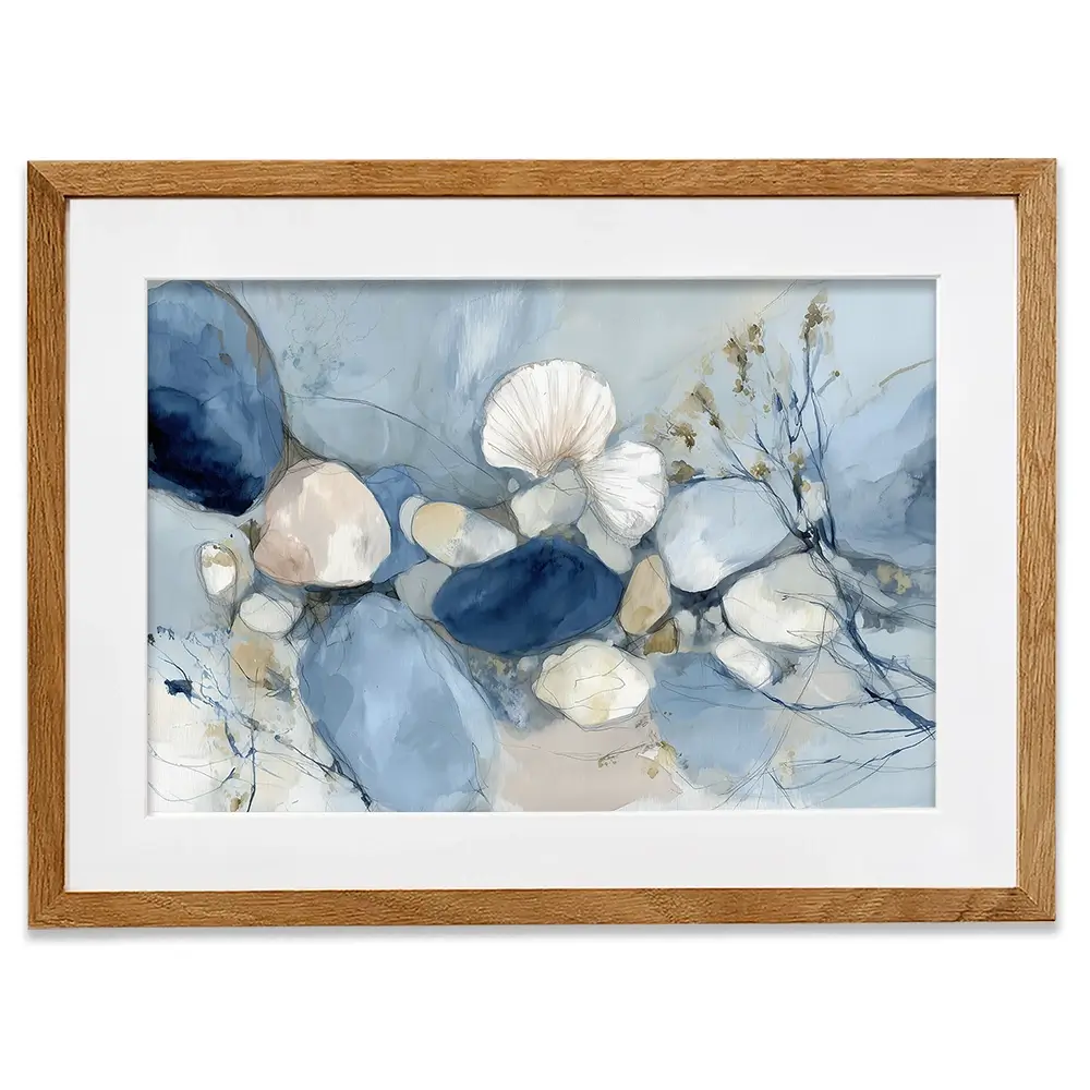 Pebble Tide Botanical Framed Art Print Pebble Tide Botanical Framed Art Print wall art product Chromatic Storm Studio
