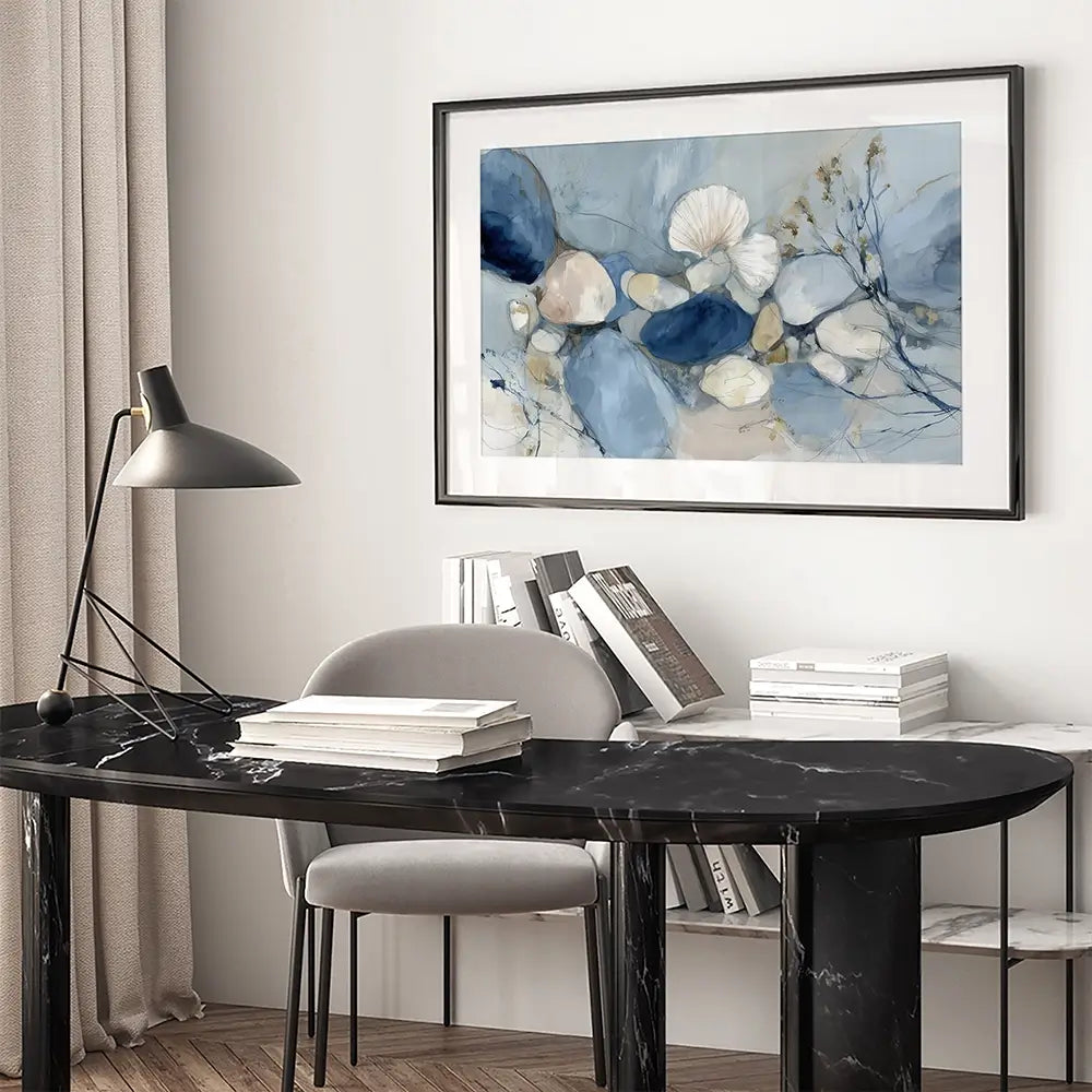 Pebble Tide Botanical Framed Art Print Pebble Tide Botanical Framed Art Print wall art product Chromatic Storm Studio