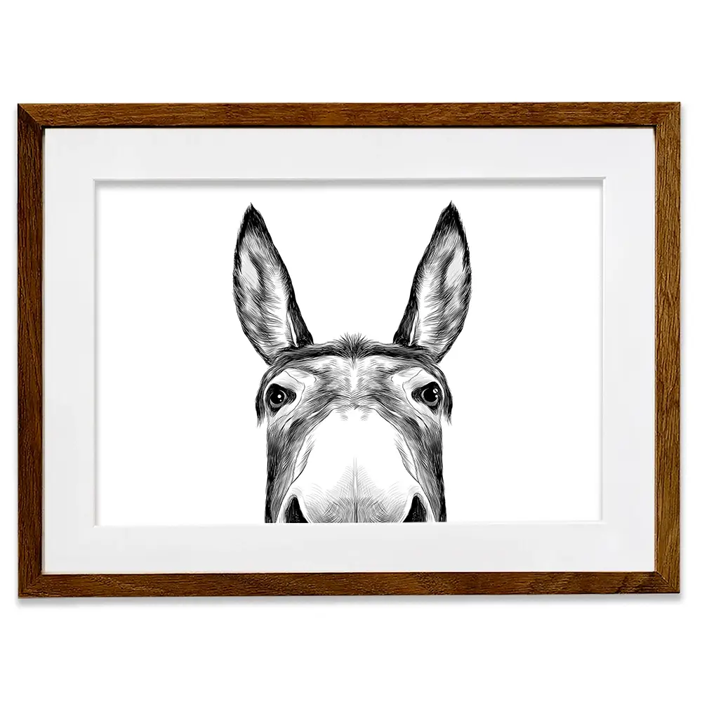 Peeking Donkey Framed Art Print Peeking Donkey Framed Art Print wall art product Serafima Antipova / Shutterstock