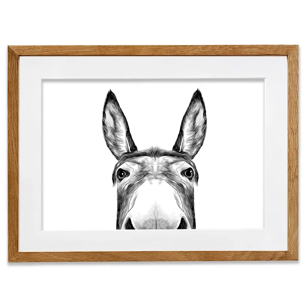 Peeking Donkey Framed Art Print Peeking Donkey Framed Art Print wall art product Serafima Antipova / Shutterstock