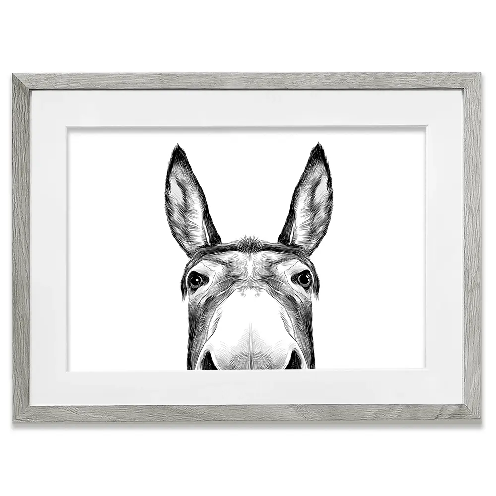 Peeking Donkey Framed Art Print Peeking Donkey Framed Art Print wall art product Serafima Antipova / Shutterstock