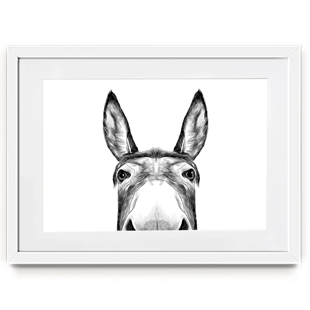 Peeking Donkey Framed Art Print Peeking Donkey Framed Art Print wall art product Serafima Antipova / Shutterstock