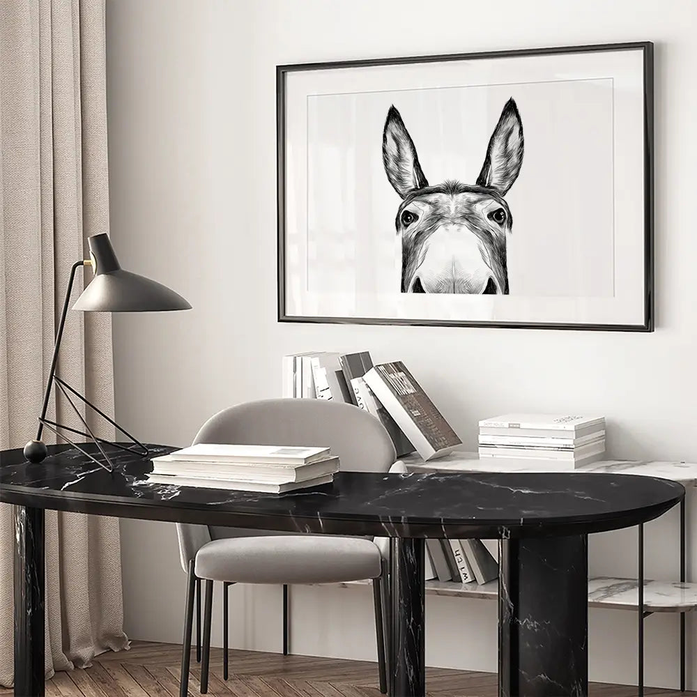 Peeking Donkey Framed Art Print Peeking Donkey Framed Art Print wall art product Serafima Antipova / Shutterstock