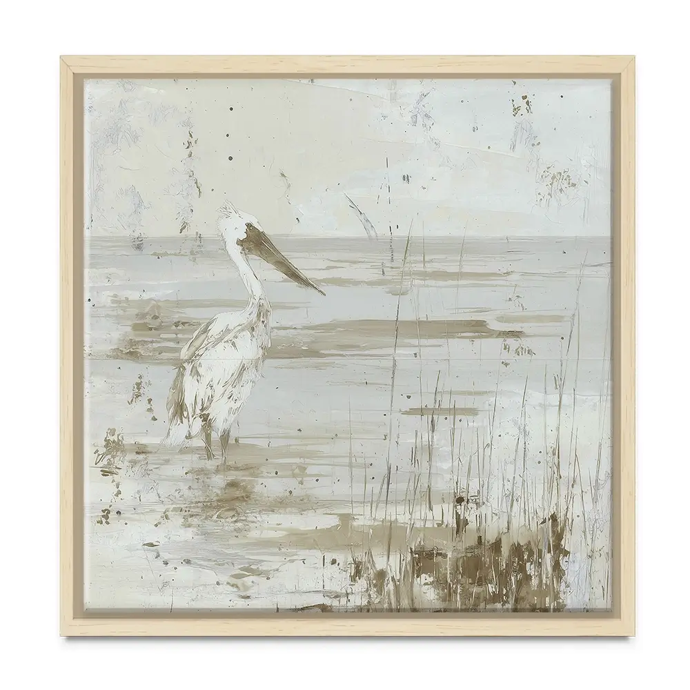 Pelican Among Reeds Square Canvas Print Pelican Among Reeds Square Canvas Print wall art product Chromatic Storm Studio