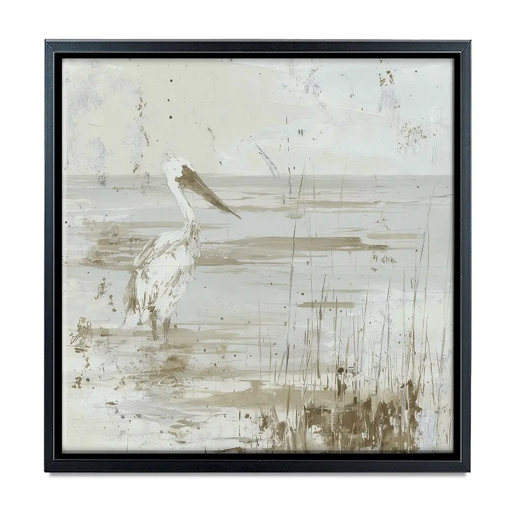 Pelican Among Reeds Square Canvas Print Pelican Among Reeds Square Canvas Print wall art product Chromatic Storm Studio