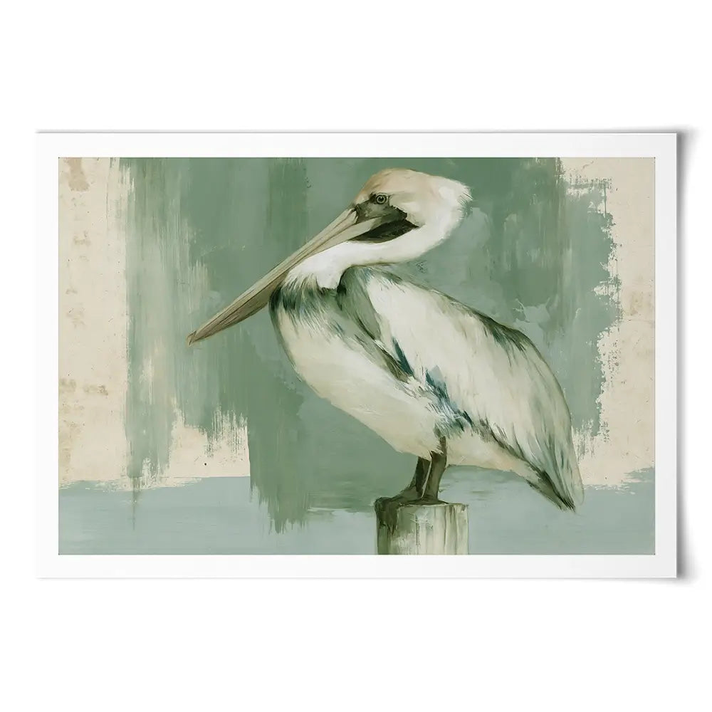 Pelican On A Post Art Print Pelican On A Post Art Print wall art product Chromatic Storm Studio