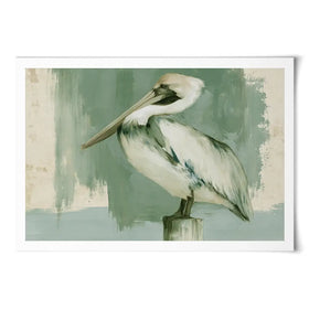 Pelican On A Post Art Print Pelican On A Post Art Print wall art product Chromatic Storm Studio