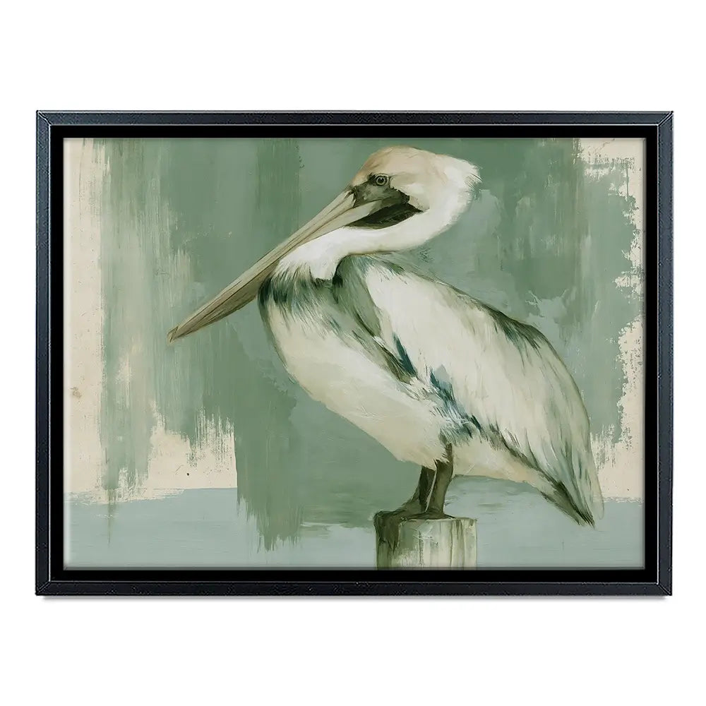 Pelican On A Post Canvas Print Pelican On A Post Canvas Print wall art product Chromatic Storm Studio