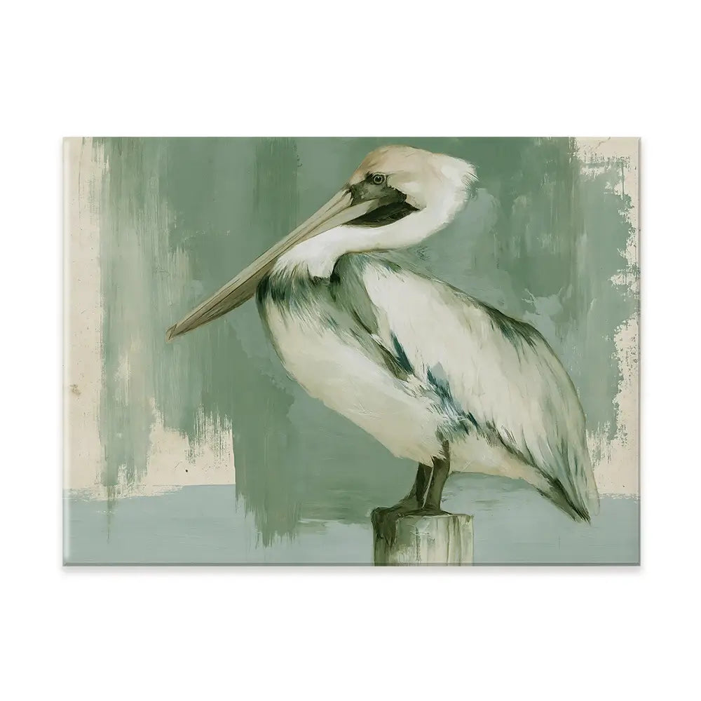 Pelican On A Post Canvas Print Pelican On A Post Canvas Print wall art product Chromatic Storm Studio
