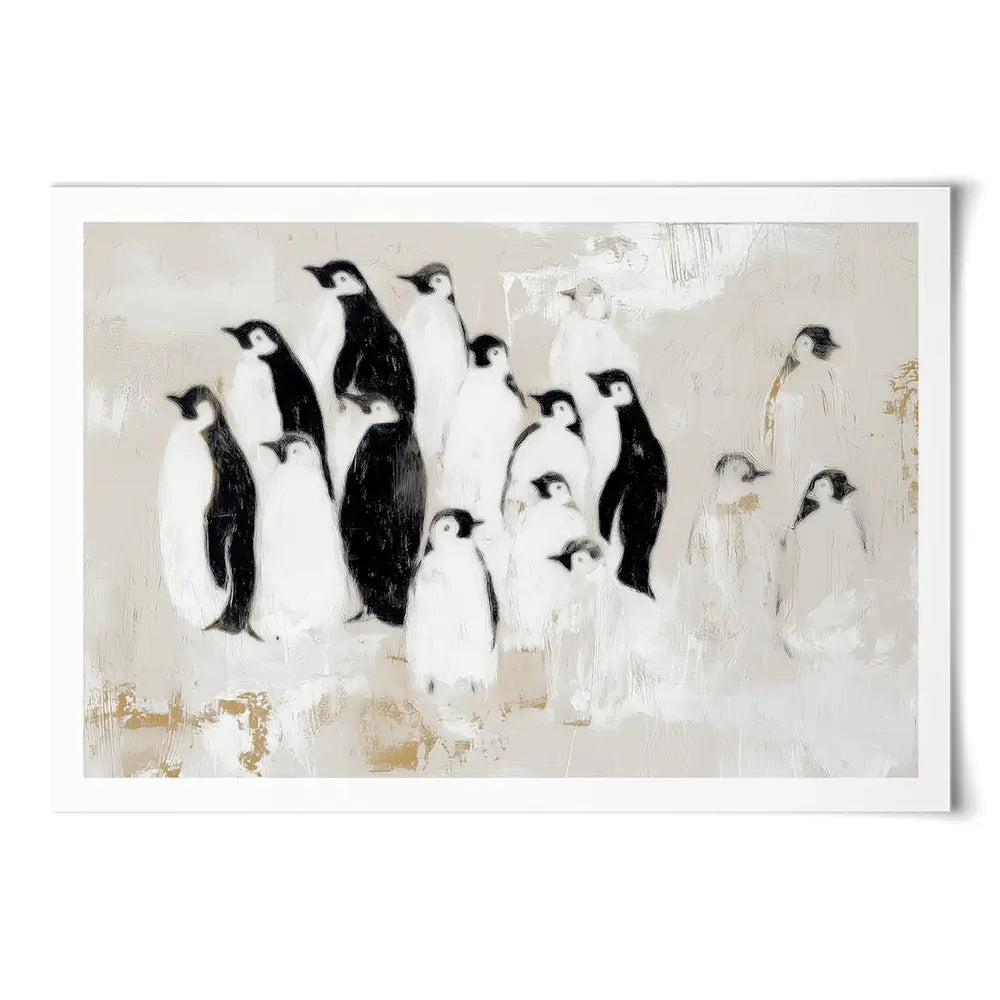 Penguin Colony Drift Art Print Penguin Colony Drift Art Print wall art product Chromatic Storm Studio