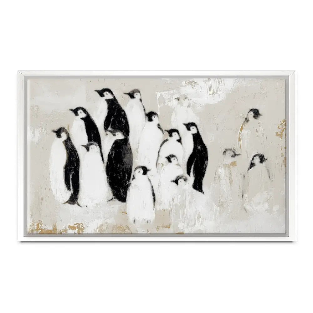 Penguin Colony Drift Canvas Print Penguin Colony Drift Canvas Print wall art product Chromatic Storm Studio