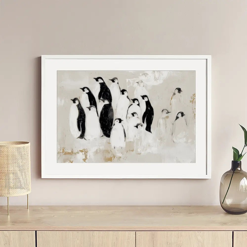 Penguin Colony Drift Framed Art Print Penguin Colony Drift Framed Art Print wall art product Chromatic Storm Studio