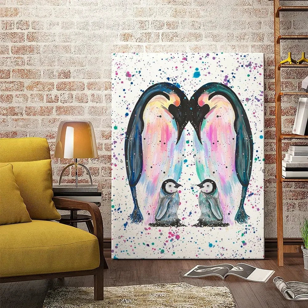 Penguin Family Canvas Print Penguin Family Canvas Print wall art product Emma LC Art