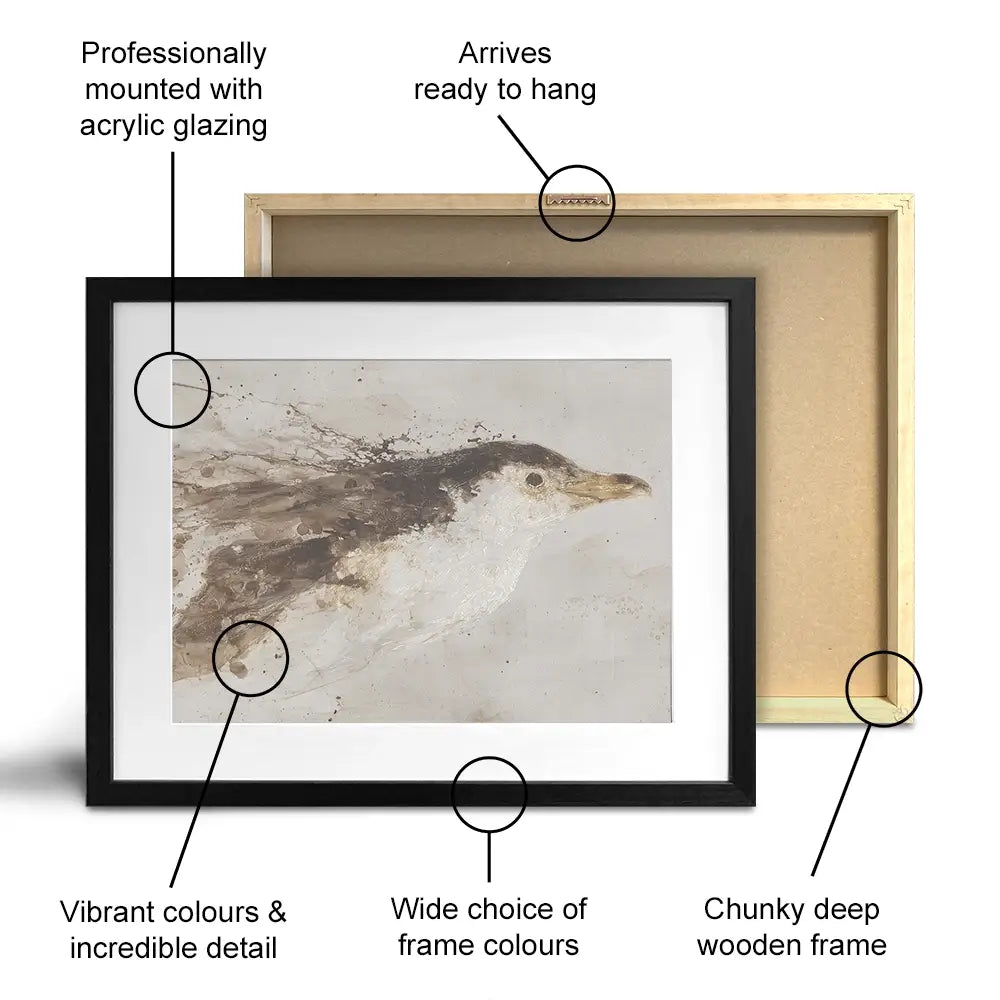 Penguin Surfacing Framed Art Print Penguin Surfacing Framed Art Print wall art product Chromatic Storm Studio