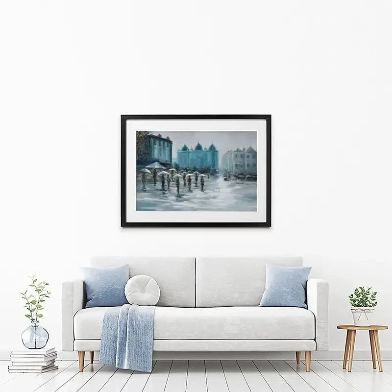 People In The Rain Framed Art Print People In The Rain Framed Art Print wall art product CHENYU ARTS / Shutterstock