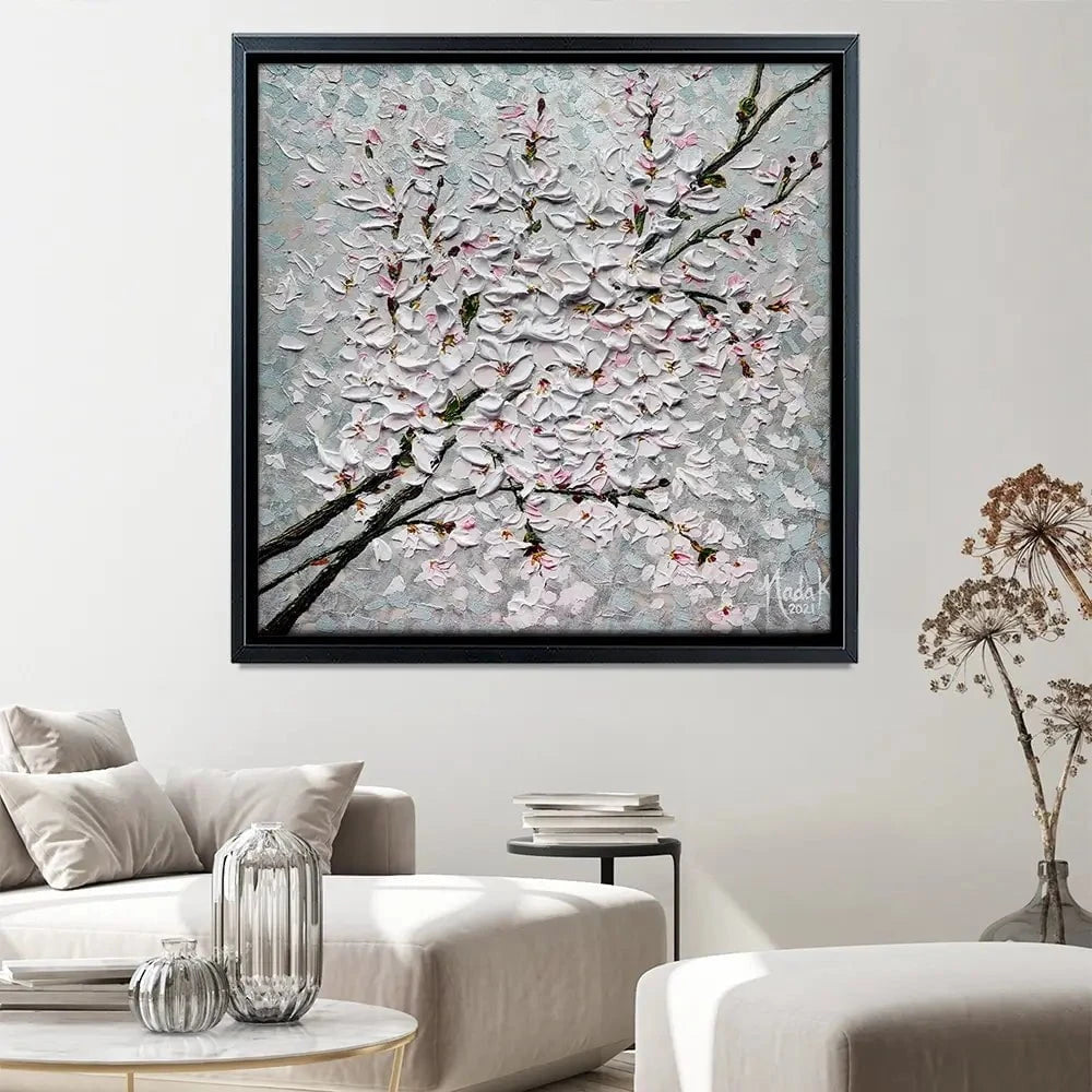 Petals In The Sky Square Canvas Print Petals In The Sky Square Canvas Print wall art product Nada Khatib