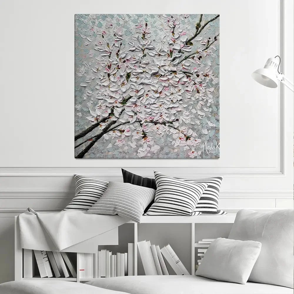 Petals In The Sky Square Canvas Print Petals In The Sky Square Canvas Print wall art product Nada Khatib
