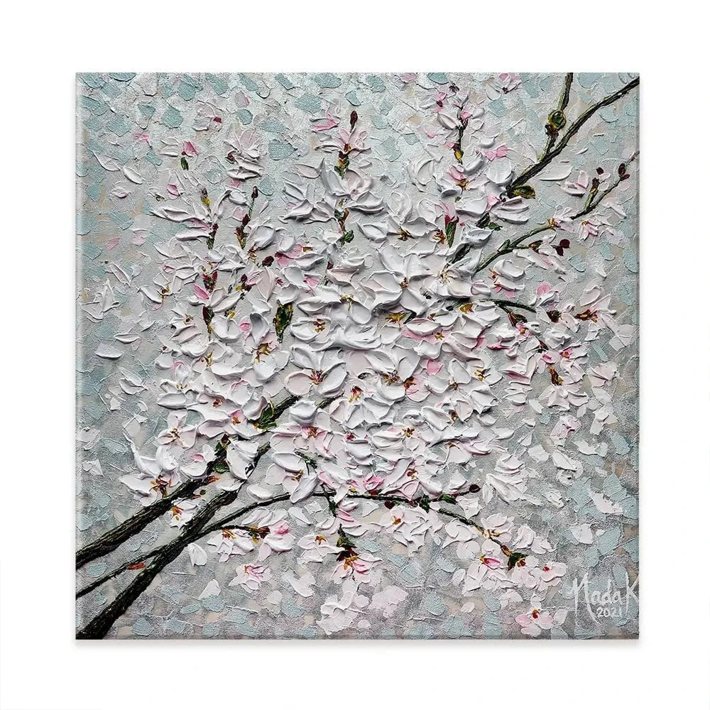 Petals In The Sky Square Canvas Print Petals In The Sky Square Canvas Print wall art product Nada Khatib