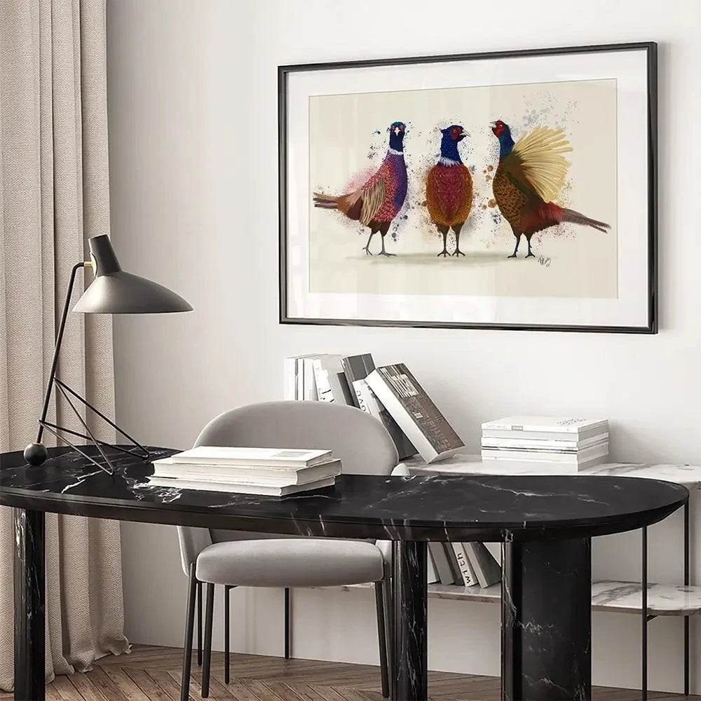 Pheasant Trio Framed Art Print Pheasant Trio Framed Art Print wall art product Fab Funky