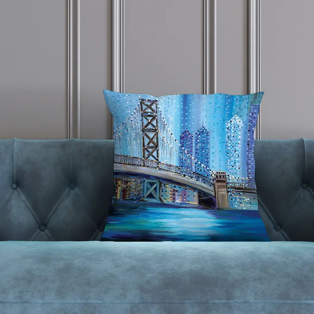 Philadelphia Bridge Cushion Philadelphia Bridge Cushion wall art product Ekaterina Ermilkina