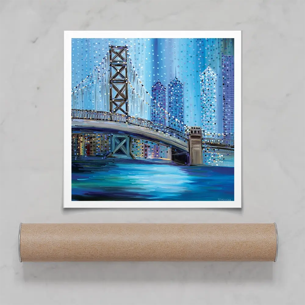 Philadelphia Bridge Square Art Print Philadelphia Bridge Square Art Print wall art product Ekaterina Ermilkina