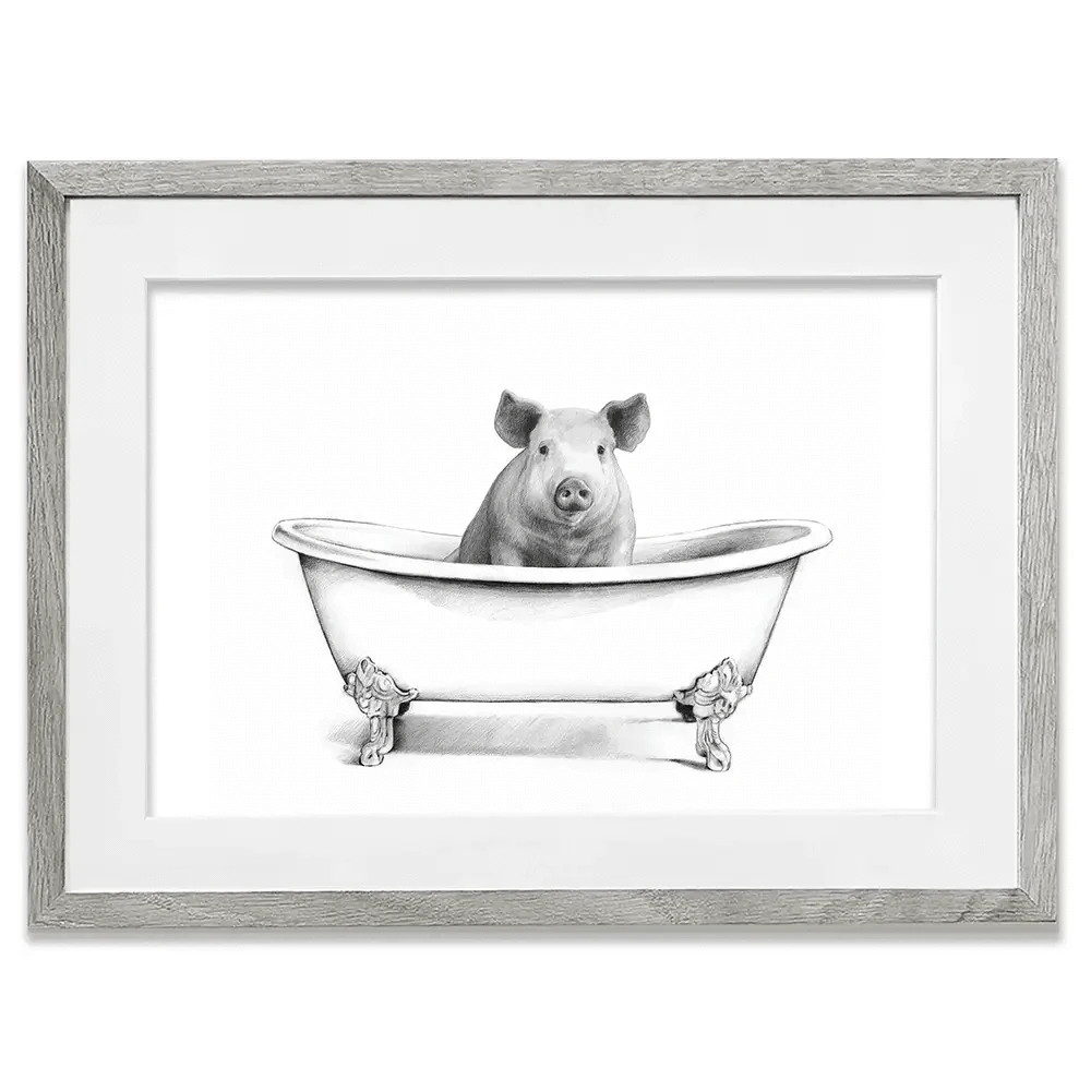 Pig In A Bathtub Framed Art Print Pig In A Bathtub Framed Art Print wall art product Victoria Borges