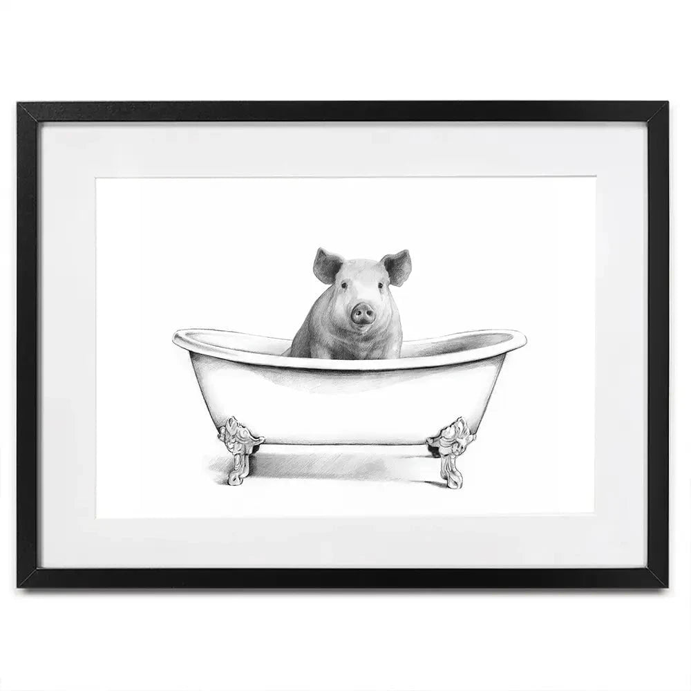 Pig In A Bathtub Framed Art Print Pig In A Bathtub Framed Art Print wall art product Victoria Borges