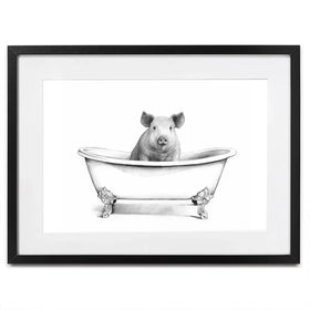 Pig In A Bathtub Framed Art Print Pig In A Bathtub Framed Art Print wall art product Victoria Borges