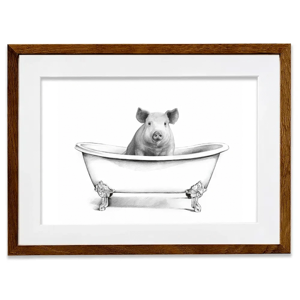 Pig In A Bathtub Framed Art Print Pig In A Bathtub Framed Art Print wall art product Victoria Borges