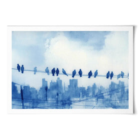 Pigeons Over New York Art Print Pigeons Over New York Art Print wall art product Chromatic Storm Studio