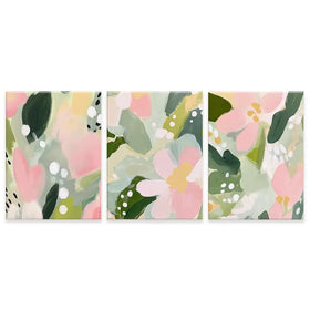 Pink And Green Pops Trio Canvas Print Pink And Green Pops Trio Canvas Print wall art product IAmHomeStudio