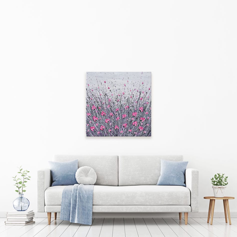 Pink And Grey Flowers Canvas Print wall art product Olga Tkachyk