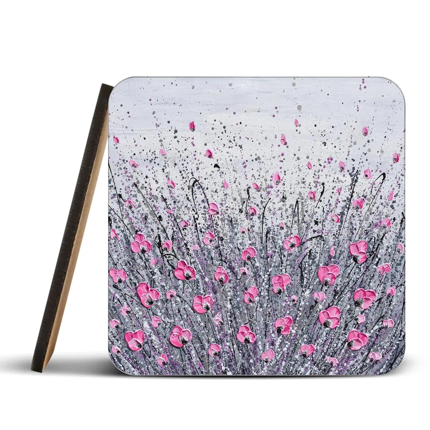 Pink And Grey Flowers Coaster Set Rainbow Soul Tree Coaster Set | Rainbow Soul Tree Art Coasters wall art product Olga Tkachyk