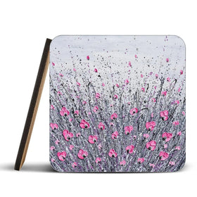 Pink And Grey Flowers Coaster Set Rainbow Soul Tree Coaster Set | Rainbow Soul Tree Art Coasters wall art product Olga Tkachyk