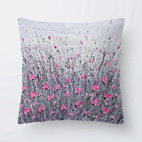Pink And Grey Flowers Cushion Pink And Grey Flowers Cushion wall art product Olga Tkachyk