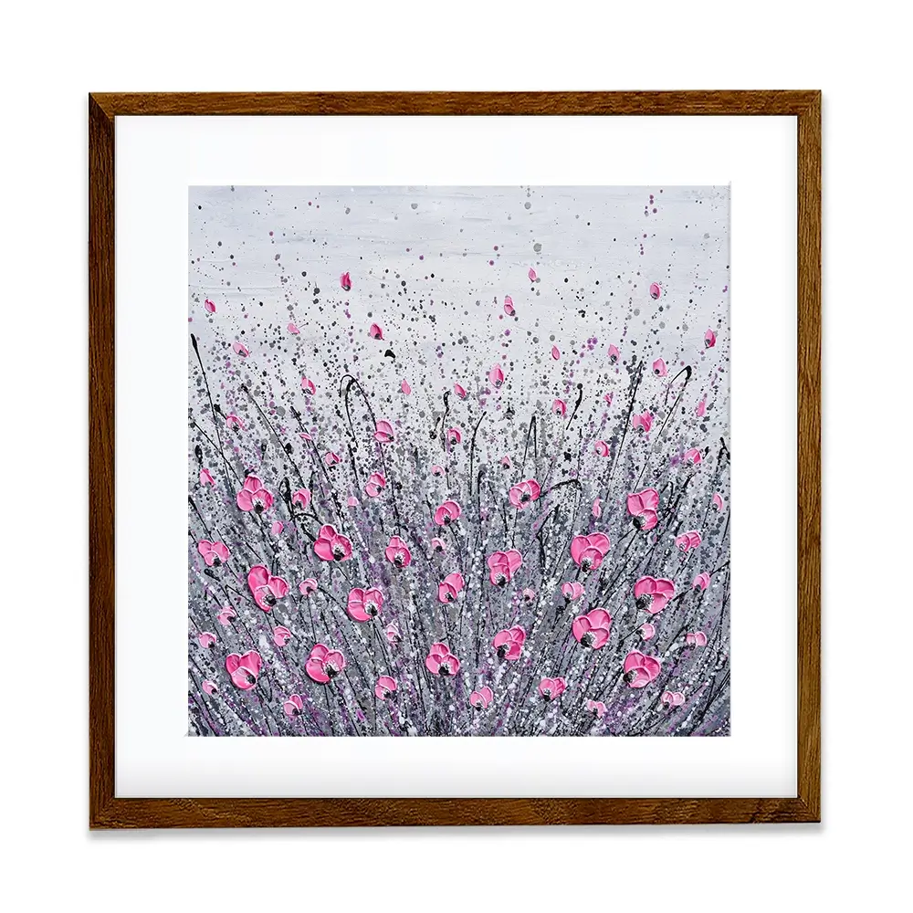 Pink And Grey Flowers Square Framed Art Print Pink And Grey Flowers Square Framed Art Print wall art product Olga Tkachyk