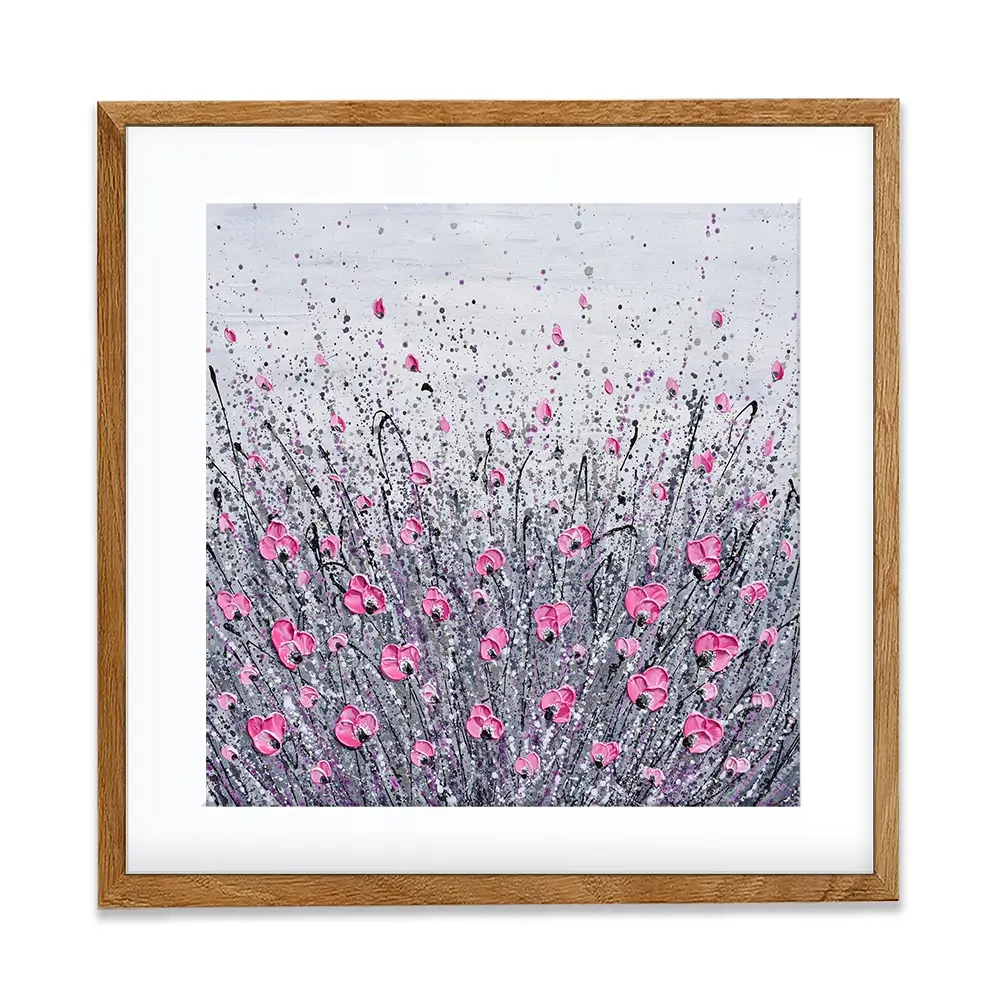 Pink And Grey Flowers Square Framed Art Print Pink And Grey Flowers Square Framed Art Print wall art product Olga Tkachyk