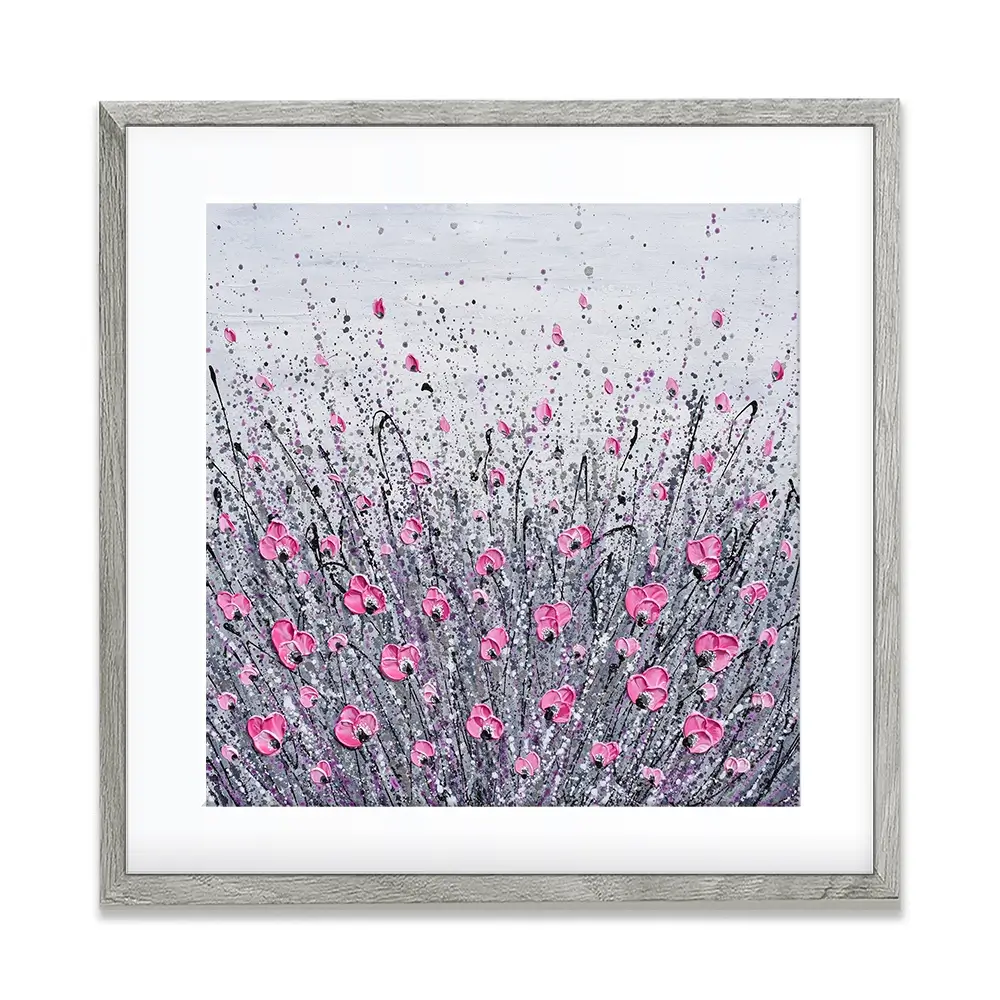 Pink And Grey Flowers Square Framed Art Print Pink And Grey Flowers Square Framed Art Print wall art product Olga Tkachyk
