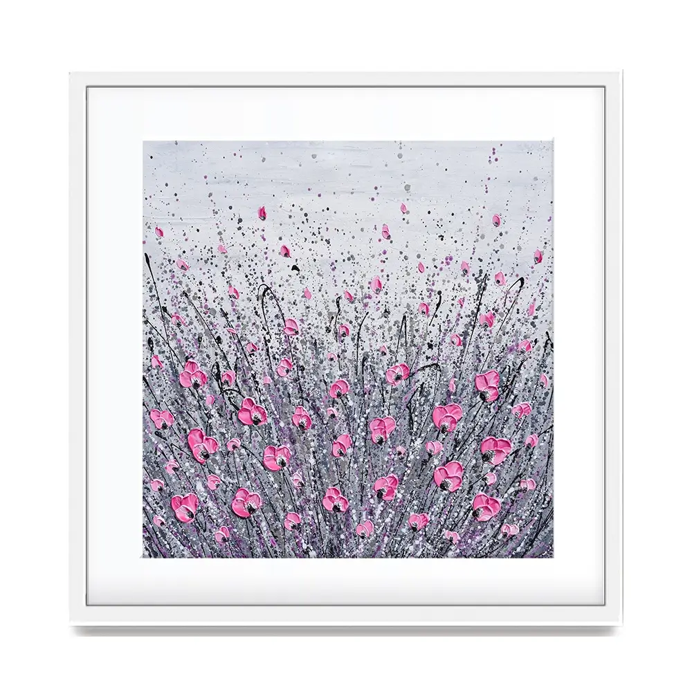 Pink And Grey Flowers Square Framed Art Print Pink And Grey Flowers Square Framed Art Print wall art product Olga Tkachyk