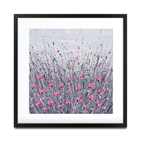 Pink And Grey Flowers Square Framed Art Print Pink And Grey Flowers Square Framed Art Print wall art product Olga Tkachyk