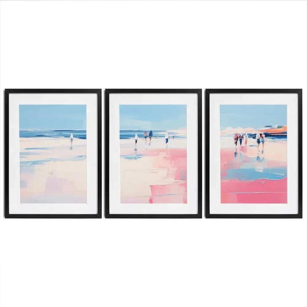 Pink Beach Framed Art Print Trio Pink Beach Framed Art Print Trio wall art product Arlington Prints - Independent