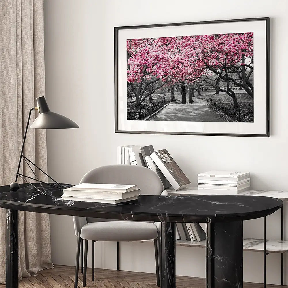 Pink Blossom Trees Framed Art Print Pink Blossom Trees Framed Art Print wall art product Ryan DeBerardinis / Shutterstock